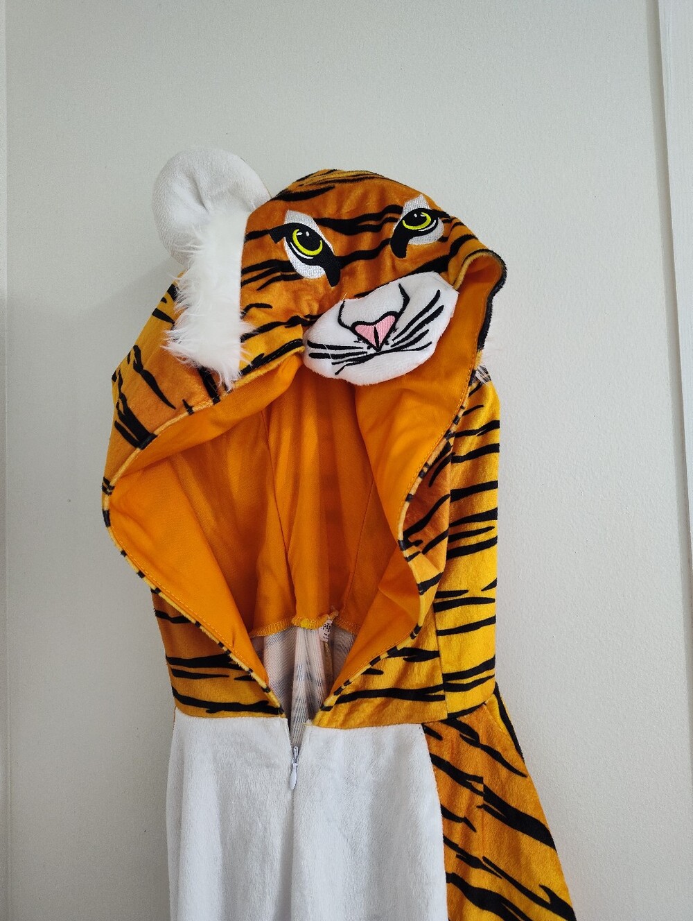 Spirit One Size Tiger Hooded Costume Romper in Orange and White